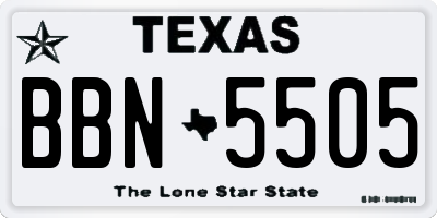 TX license plate BBN5505