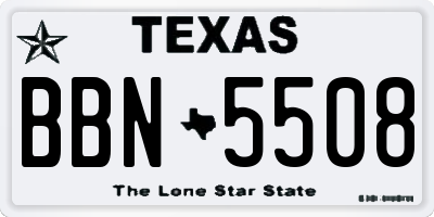 TX license plate BBN5508