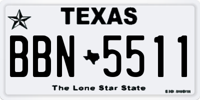 TX license plate BBN5511