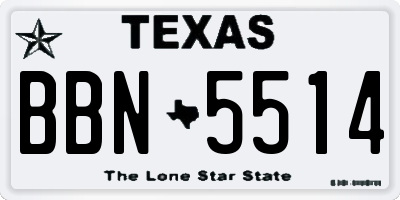 TX license plate BBN5514