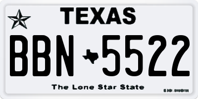 TX license plate BBN5522
