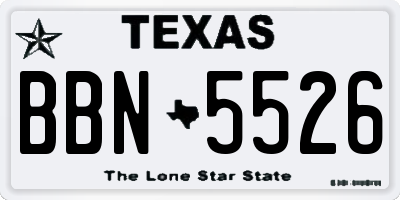 TX license plate BBN5526
