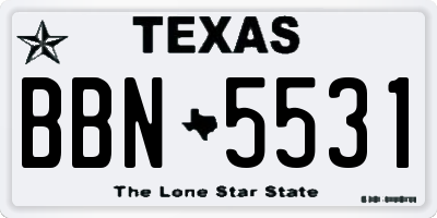 TX license plate BBN5531
