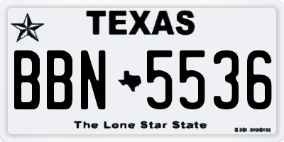 TX license plate BBN5536