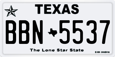TX license plate BBN5537