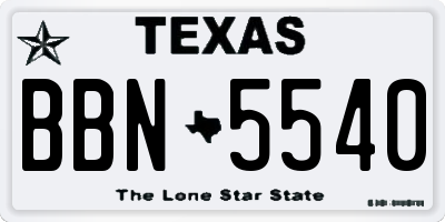 TX license plate BBN5540
