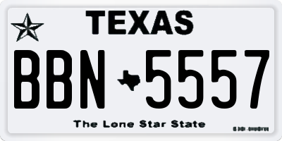 TX license plate BBN5557