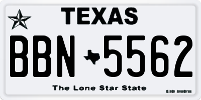TX license plate BBN5562