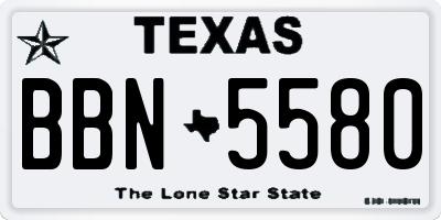 TX license plate BBN5580