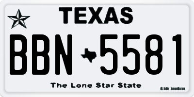 TX license plate BBN5581