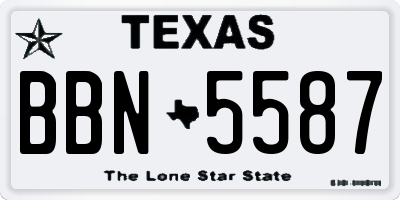 TX license plate BBN5587