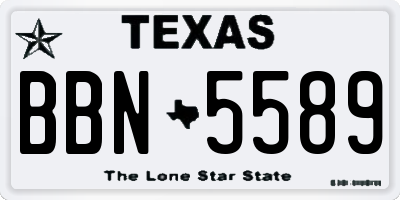 TX license plate BBN5589