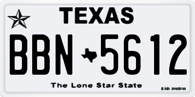 TX license plate BBN5612