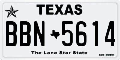 TX license plate BBN5614