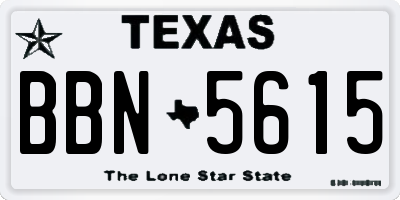 TX license plate BBN5615