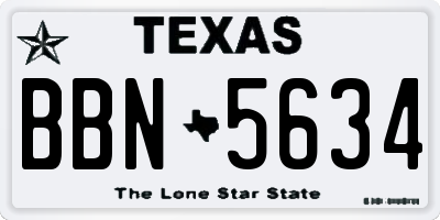 TX license plate BBN5634