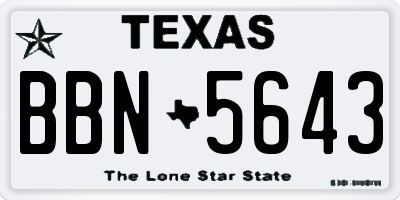 TX license plate BBN5643