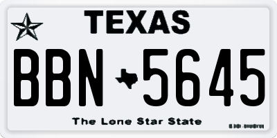 TX license plate BBN5645