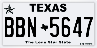TX license plate BBN5647
