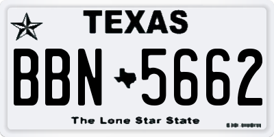 TX license plate BBN5662
