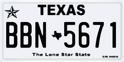 TX license plate BBN5671