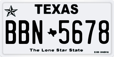 TX license plate BBN5678
