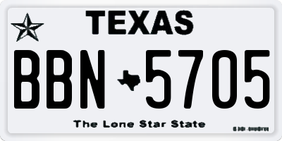 TX license plate BBN5705
