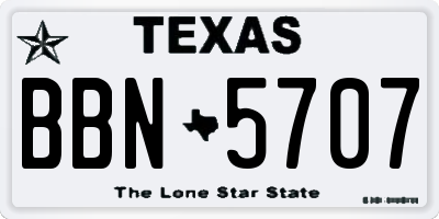 TX license plate BBN5707