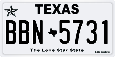 TX license plate BBN5731