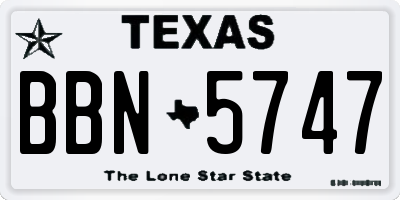 TX license plate BBN5747