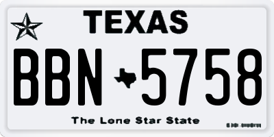 TX license plate BBN5758