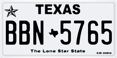 TX license plate BBN5765