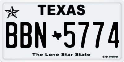 TX license plate BBN5774