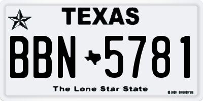TX license plate BBN5781