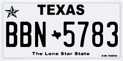 TX license plate BBN5783