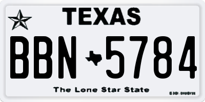 TX license plate BBN5784