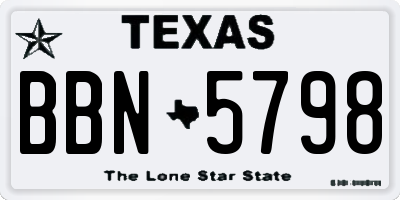 TX license plate BBN5798