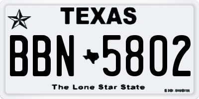 TX license plate BBN5802