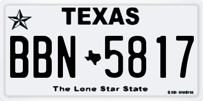 TX license plate BBN5817
