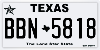 TX license plate BBN5818