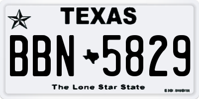 TX license plate BBN5829