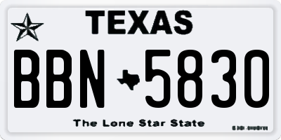 TX license plate BBN5830