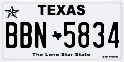 TX license plate BBN5834