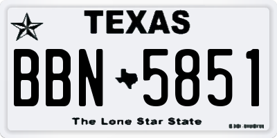 TX license plate BBN5851