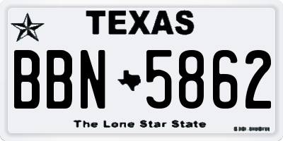 TX license plate BBN5862