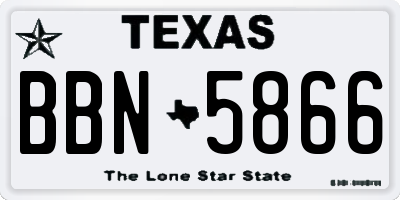 TX license plate BBN5866
