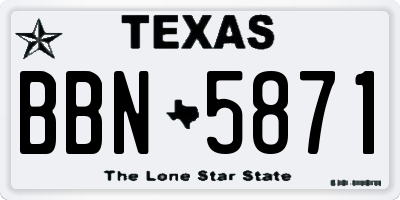 TX license plate BBN5871