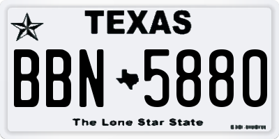 TX license plate BBN5880