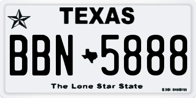 TX license plate BBN5888