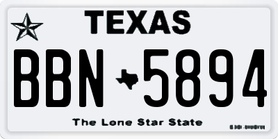 TX license plate BBN5894